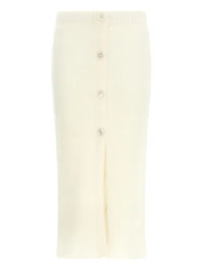 Alessandra Rich Carded Mohair-blend Midi Skirt In Neutral