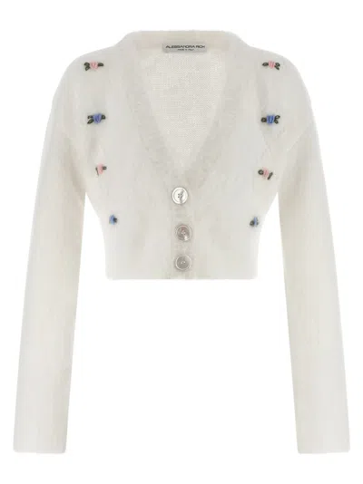 Alessandra Rich 'carded Mohair' Cardigan In Animal Print