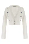 Alessandra Rich 'carded Mohair' Cardigan In White
