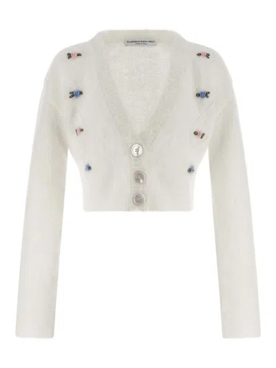 Alessandra Rich 'carded Mohair' Cardigan In White