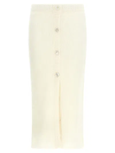 Alessandra Rich Carded Mohair Knit Skirt In Cream