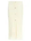 Alessandra Rich Mohair Skirt With Ribbed Waistband And Button Detailing In Neutral