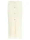 Alessandra Rich Mohair Skirt With Ribbed Waistband And Button Detailing In Neutral