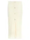 Alessandra Rich Mohair Skirt With Ribbed Waistband And Button Detailing In Neutral