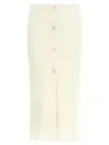 Alessandra Rich Mohair Skirt With Ribbed Waistband And Button Detailing In White