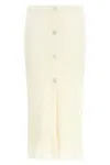 Alessandra Rich Mohair Skirt With Ribbed Waistband And Button Detailing In White