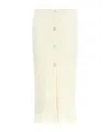Alessandra Rich Mohair Skirt With Ribbed Waistband And Button Detailing In White
