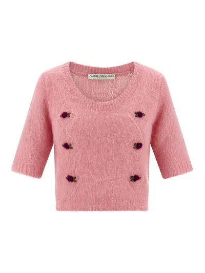 ALESSANDRA RICH CARDED MOHAIR SWEATER