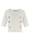 Alessandra Rich Women Short Sleeve Mohair Sweater In White