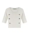Alessandra Rich Short Sleeve Mohair Sweater In White