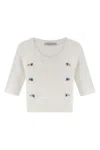 Alessandra Rich Short Sleeve Mohair Sweater In White