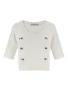 Alessandra Rich Short Sleeve Mohair Sweater In White