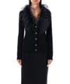 Alessandra Rich Feather Trim V-neck Knitwear
