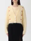 Alessandra Rich Floral-embroidered Cardigan In Yellow