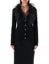 Alessandra Rich Feather Trim V-neck Knitwear In Black