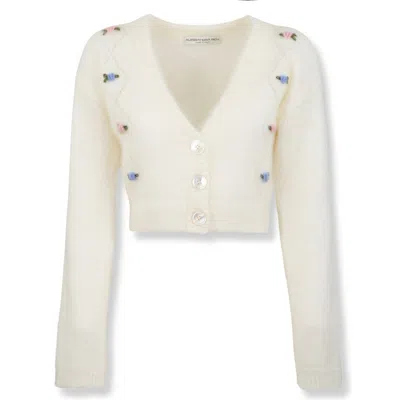 ALESSANDRA RICH CARDIGAN IN SOFT MOHAIR KNIT WITH INTRICATE EMBROIDERY