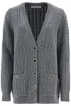 Alessandra Rich Cardigan Oversize In Grey