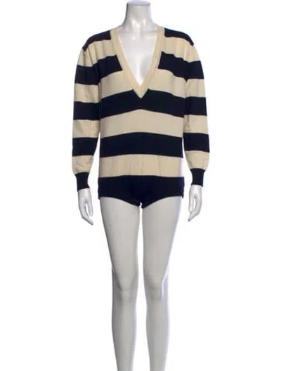 Pre-owned Alessandra Rich Cashmere Striped Sweater In Black
