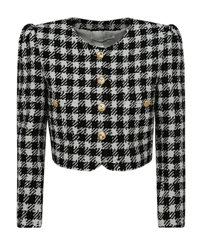 Alessandra Rich Check Casual Coat In Black