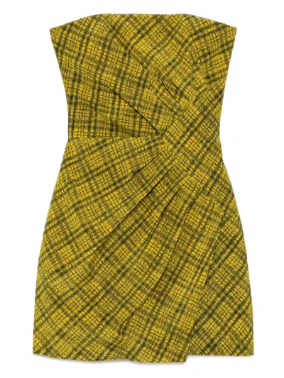 Alessandra Rich Check Dress In Yellow
