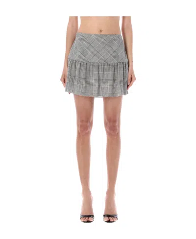Alessandra Rich Check-pattern Mini Skirt In Gray