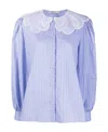 Alessandra Rich Check-print Scalloped Collar Blouse In Blue