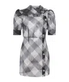 Alessandra Rich Mini Dress With Jewel Buttons In Gray