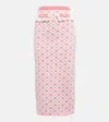 Alessandra Rich Checked Jacquard Midi Skirt In Light Pink-white