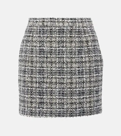 Alessandra Rich Embroidered Tweed Mini Skirt In Grey