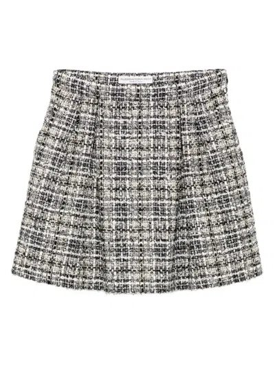 Alessandra Rich Checked Lurex Tweed Skirt In Black