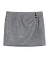 Alessandra Rich Houndstooth Wool Mini Skirt In Gray