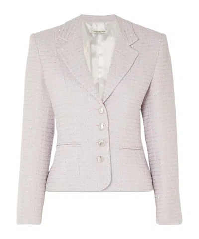 Alessandra Rich Circular Tweed Suit Jacket In White