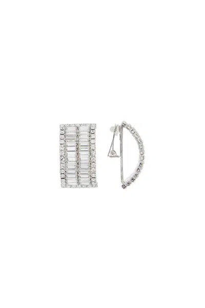 Alessandra Rich Clip-on Earrings With Crystals In 银