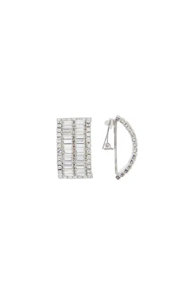 Alessandra Rich Clip-on Earrings With Crystals In Silver