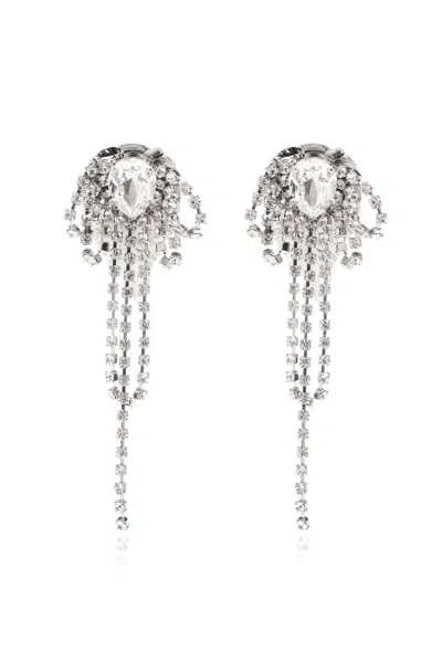 Alessandra Rich Clip-on Earrings With Shimmering Crystals In Multi