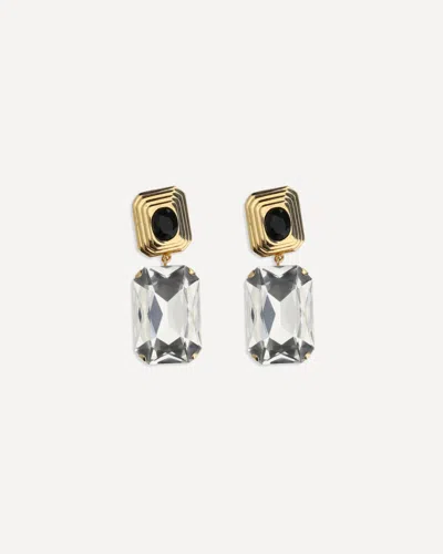 Alessandra Rich Clip-on Earrings With Crystal Drop In Gold