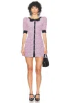 Alessandra Rich Clover Bow And Button-embellished Floral-print Silk Mini Dress In Pink & White