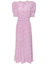 Alessandra Rich Clover-print Belted Silk Dress In Multicolor
