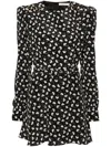 Alessandra Rich Black Clover-print Silk Mini Dress In Schwarz