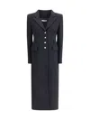 Alessandra Rich Wool Blend Coat Button Detailing In Black