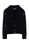 Alessandra Rich Black Boucle Oversize Bomber Jacket In Black