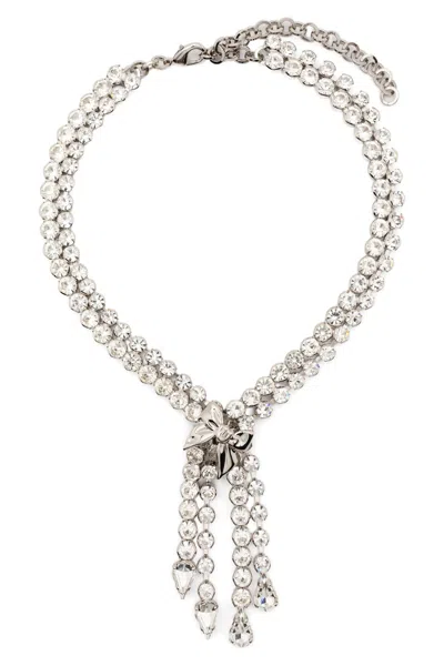 Alessandra Rich Collana Cristalli Fiocco In Silver