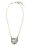 Alessandra Rich Collana Heart In Perle Bianche Donna In Metallic