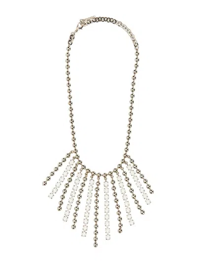 Alessandra Rich Women Collana In Cristallo E Catena Con Frange In Silver