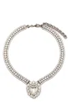 Alessandra Rich Embellished Metal Duo Stone Necklace In Metallic