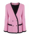 Alessandra Rich Contrast-trim Bouclé Tweed Jacket In Pink