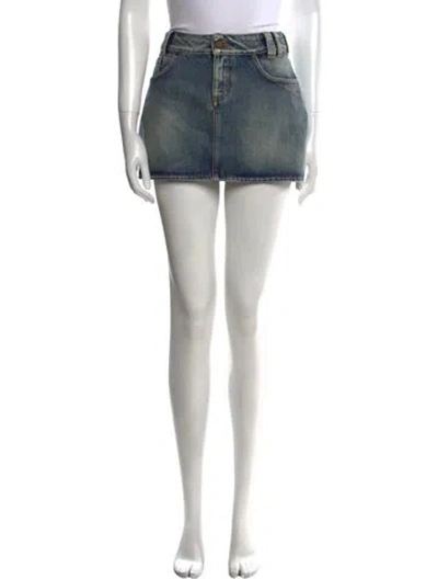 Pre-owned Alessandra Rich Corduroy Mini Skirt In Blue