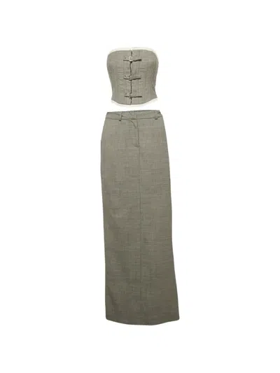 Pre-owned Alessandra Rich Corset Skirt Set In Gray