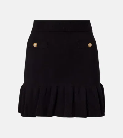 Alessandra Rich Cotton And Cashmere Miniskirt In Black