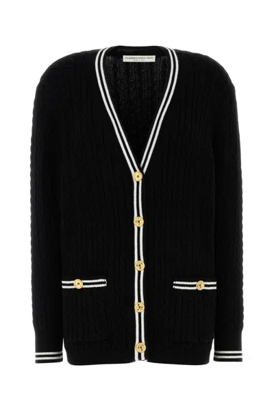 Alessandra Rich Cotton Blend Knitted Cardigan-42 Nd  Female In Black